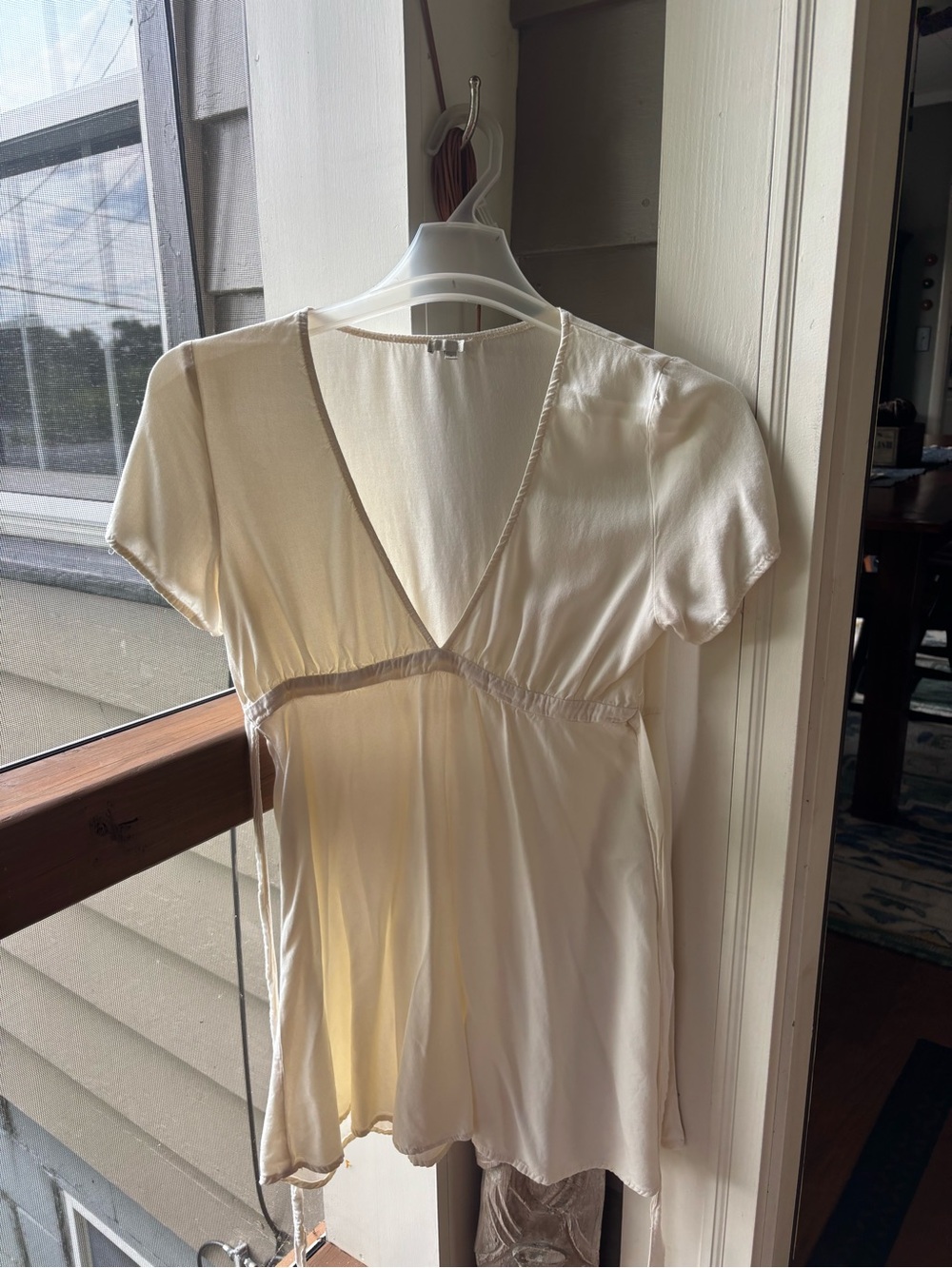 Brandy Melville Cream Short Sleeve Wrap Dress